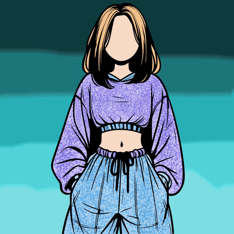 realistic girl faceless with baggy pants and a crop top
