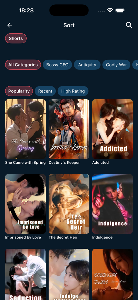 MovieBox HD interface showcasing various short drama series and genre categories