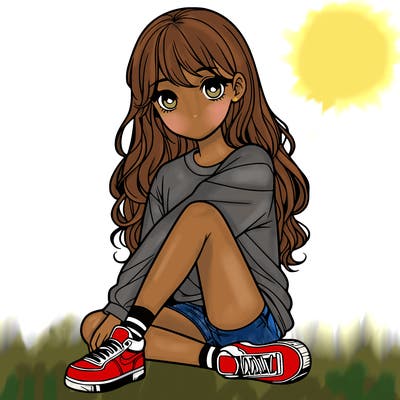 girl sitting realistic