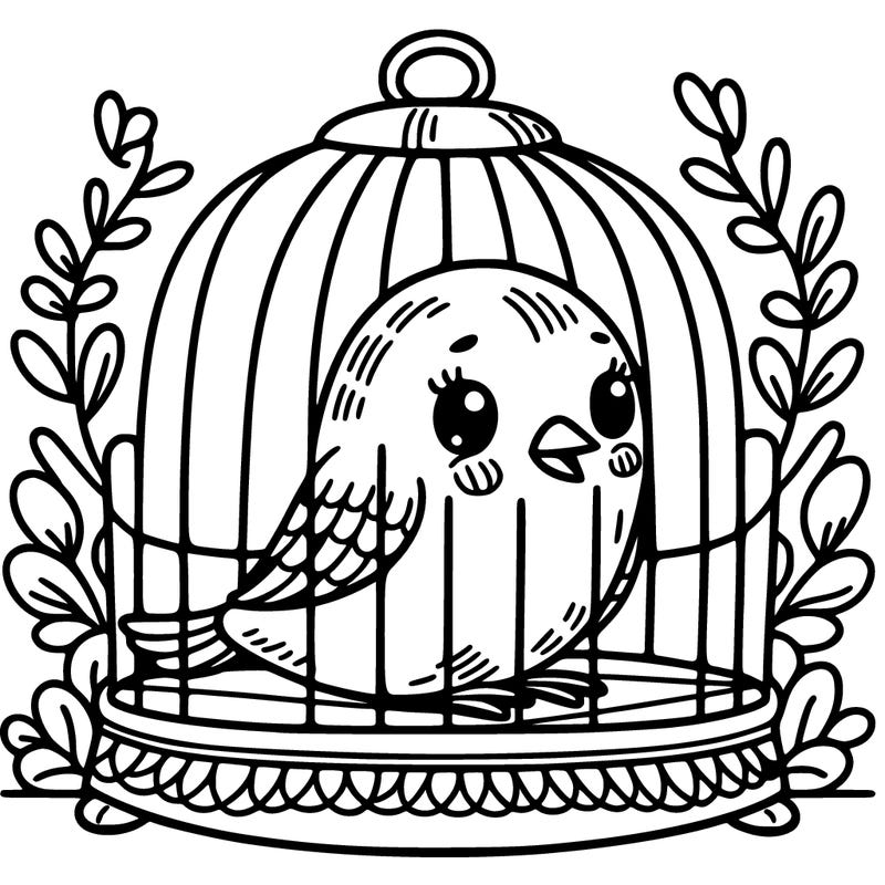 bird sitting in a cage