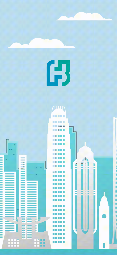 Fubon GO - Fubon Bank Logo über einer stilisierten Skyline von Hongkong
