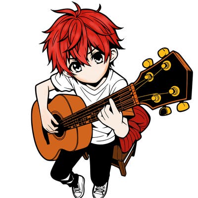 anime boy with guitar