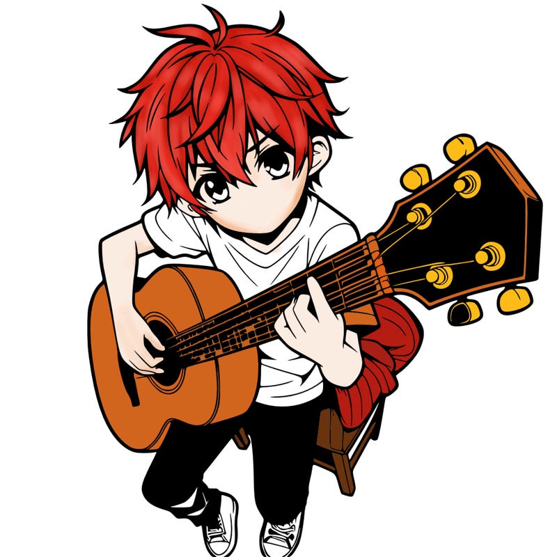 anime boy with guitar