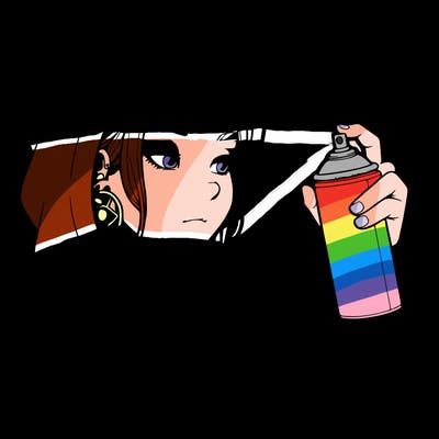 a realistic girl, spray painting