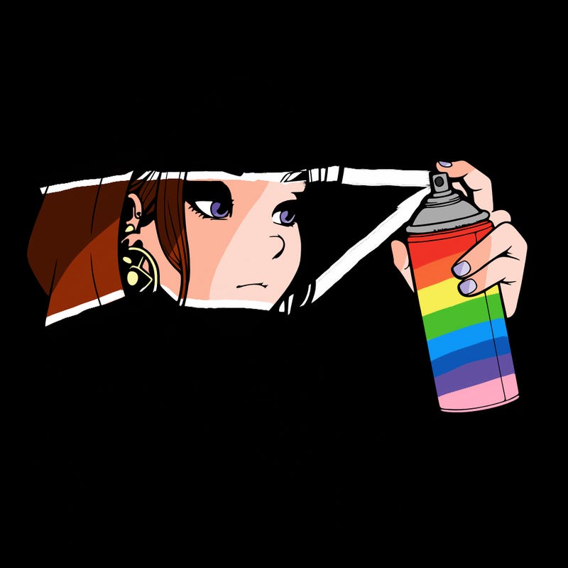 a realistic girl, spray painting