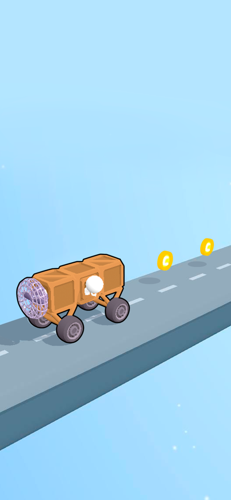 Ride Master: Car Builder Game - Un vehículo personalizado con un motor de hélice compitiendo y recogiendo monedas en una carretera