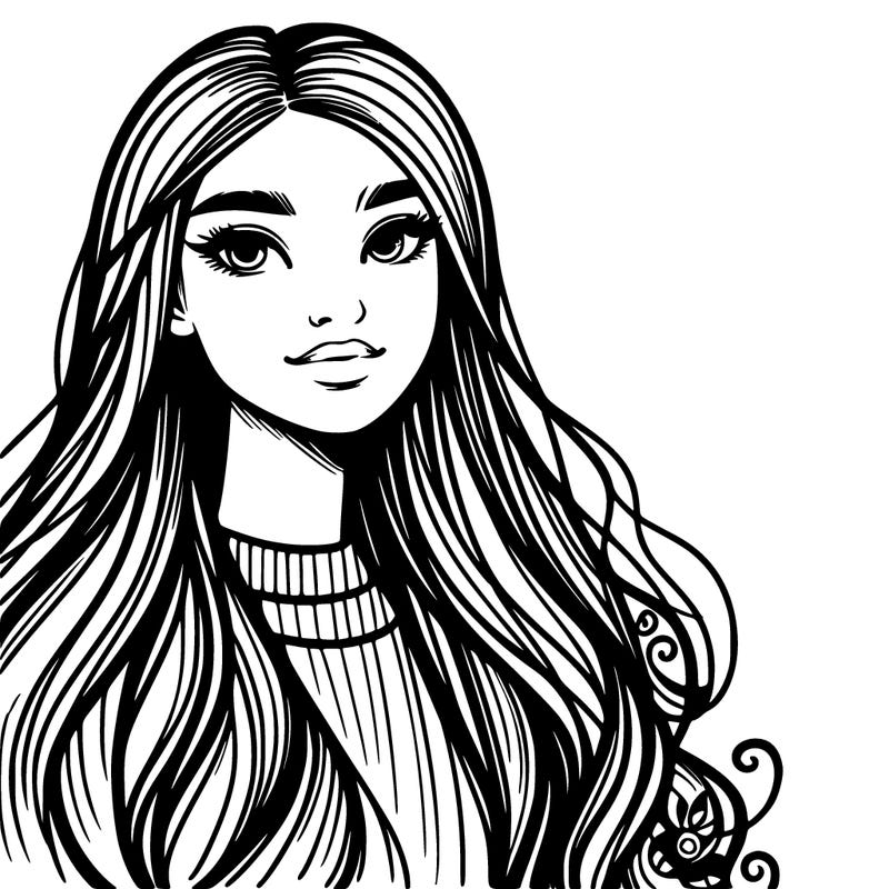 a realistic girl with long hair and lips