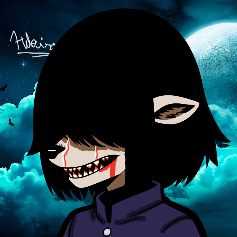 sharp teeth deer man with bob haircut