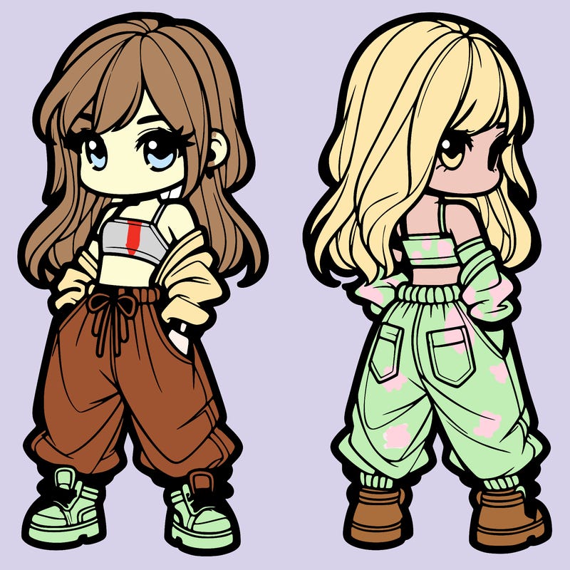 girl in crop top and baggy pants