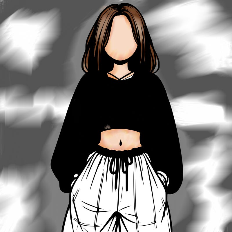 realistic girl faceless with baggy pants and a crop top
