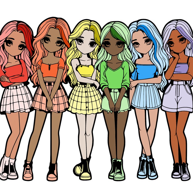 a group of girls realistic