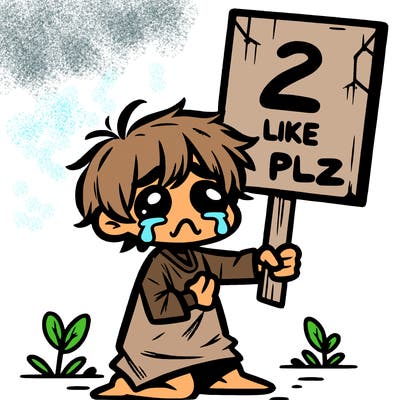 small poor toddler crying with sign that says 2 like plz