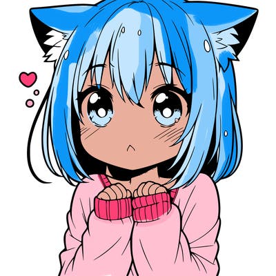 shy anime catgirl