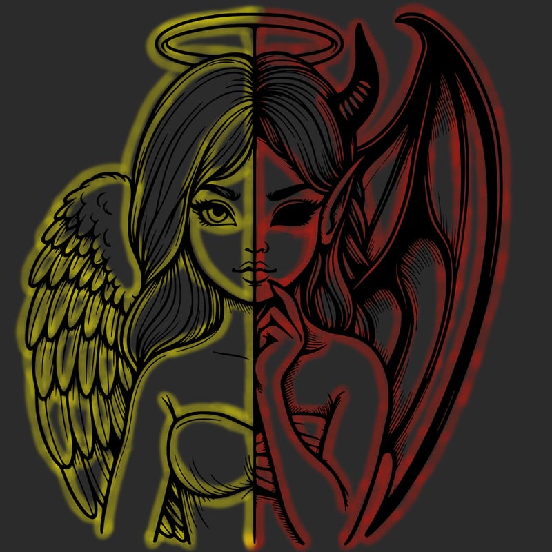 realistic angel half demon