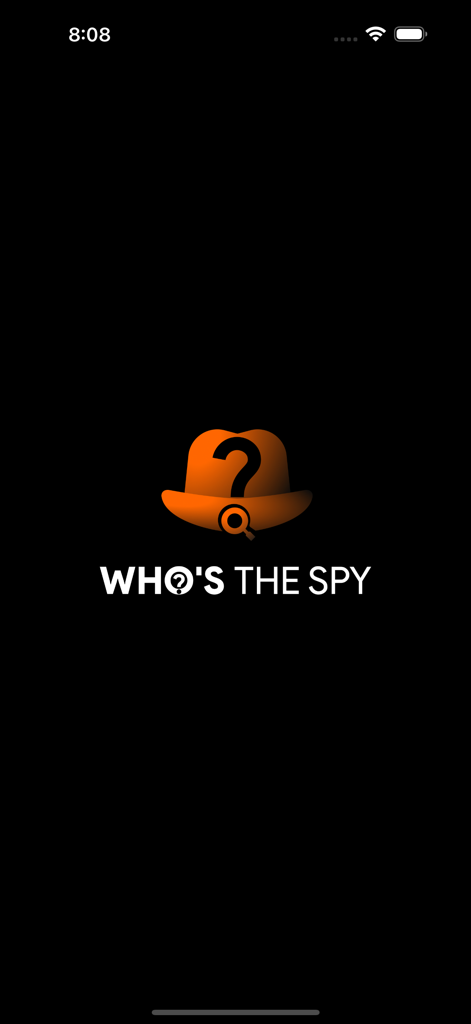 WHO'S THE SPY - منو الجاسوس - Whos the Spy mobile party game splash screen featuring a detective hat logo