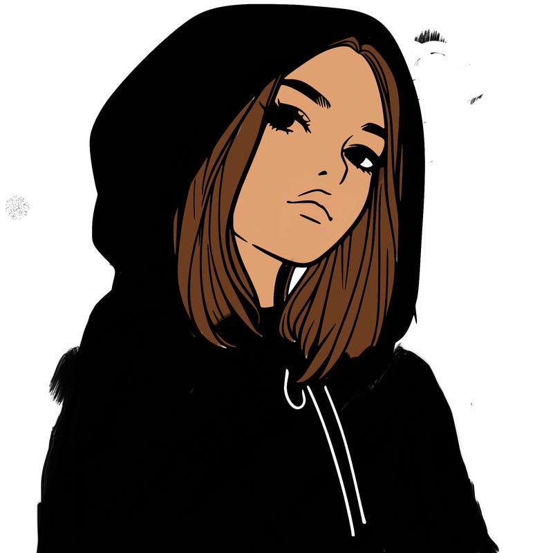 a realistic girl in a hoodie