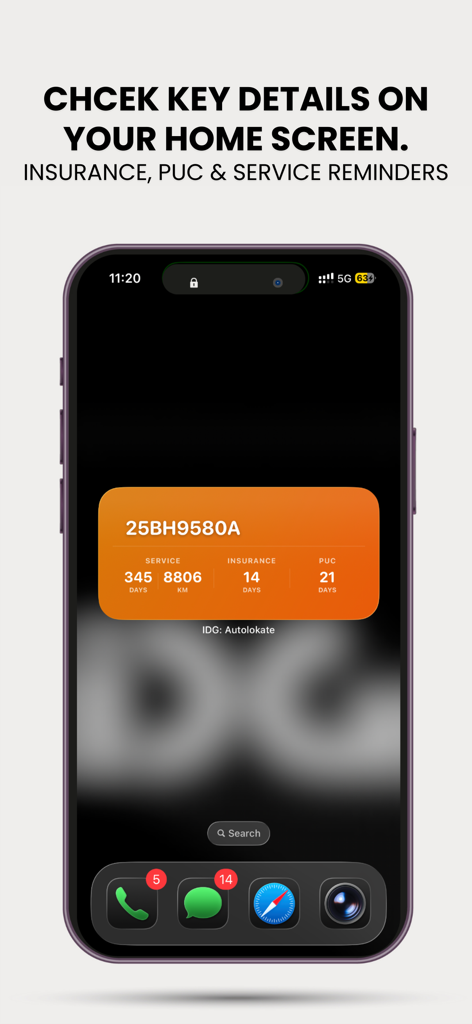 IDG: Autolokate - Autolokate smartphone widget displaying vehicle service and insurance reminders