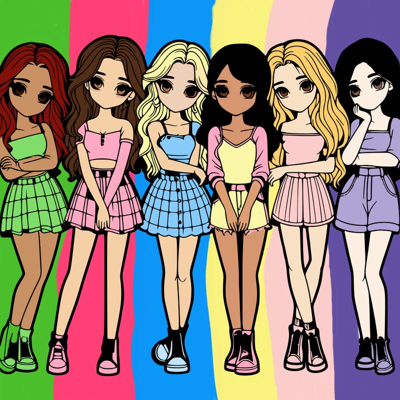 a group of girls realistic