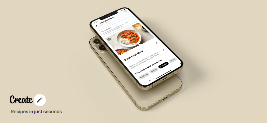 Mojave - Food - ビーフシチューのMojaveアプリのレシピ作成画面を表示するスマートフォン