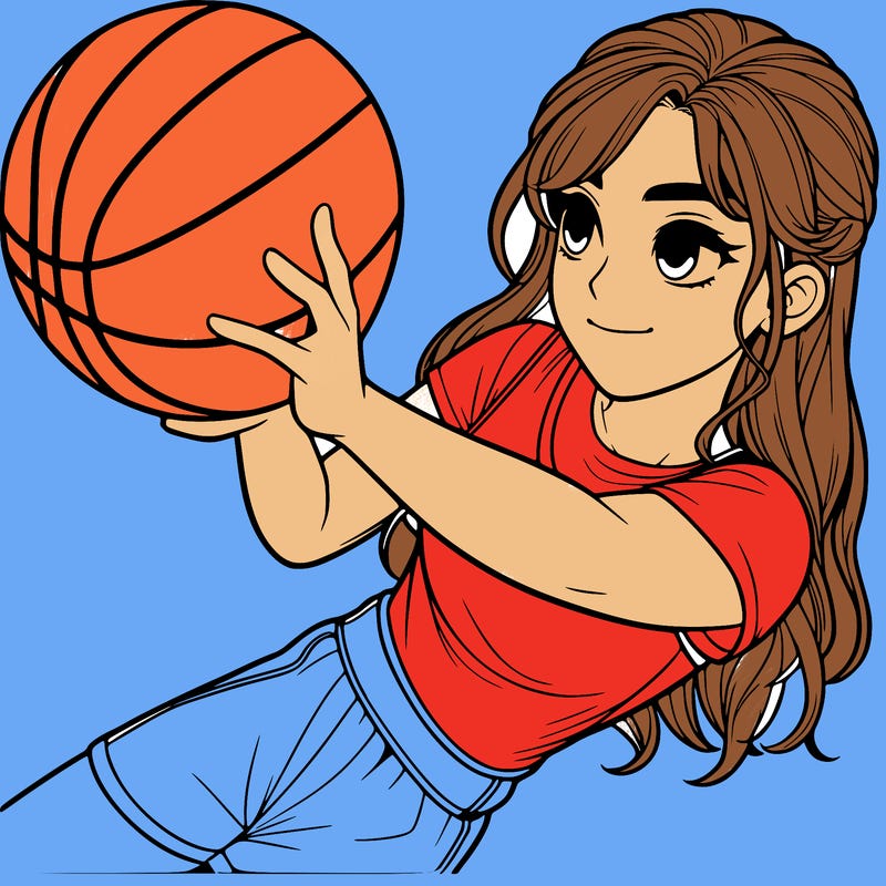 realistic girl playing basketball