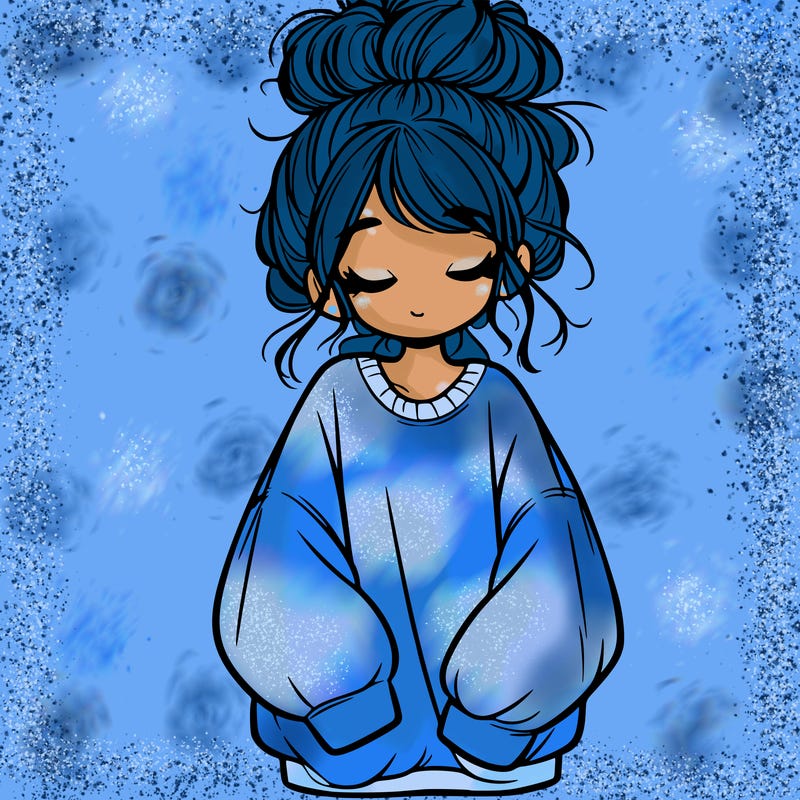 girl with baggy sweatshirt and messy bun