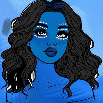 realistic girl with wavy hair and lips