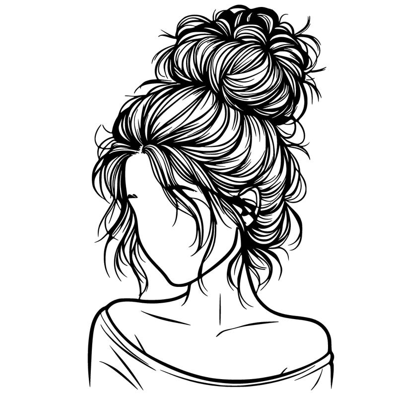 realistic woman with messy bun