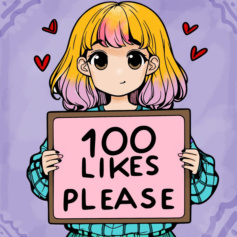 a girl holding a sign saying 100 likes please