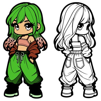 girl in crop top and baggy pants