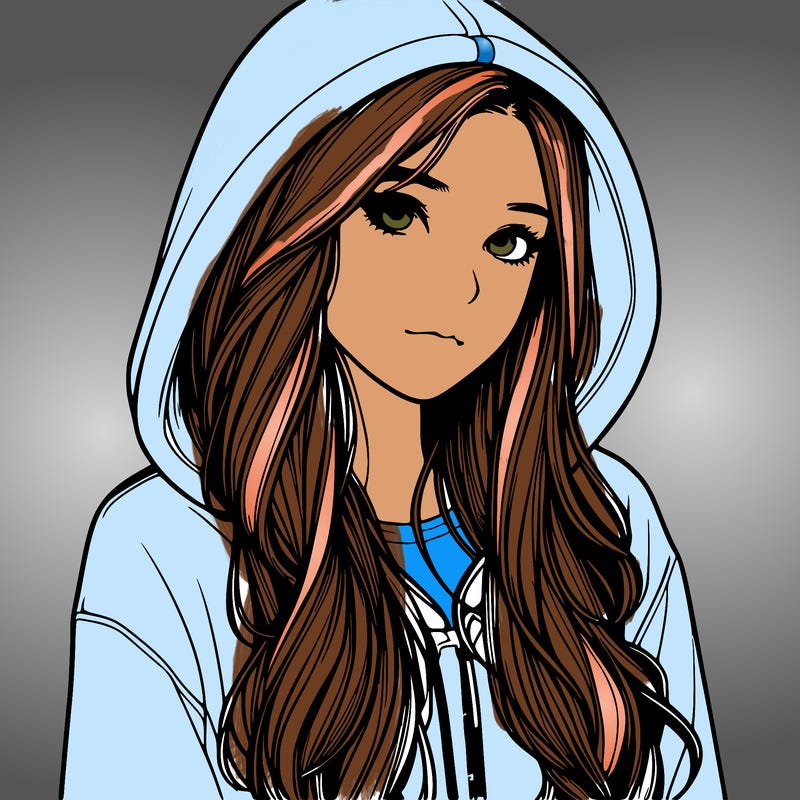 realistic girl with hoodie
