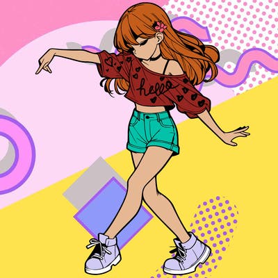 realistic girl danceing