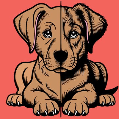 realistic dog split picture