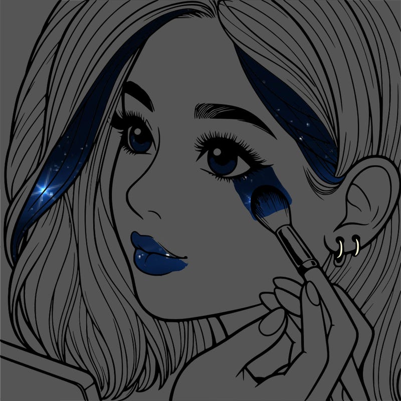 a realistic girl doing her makeup