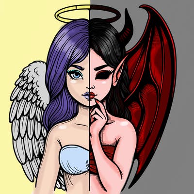 realistic angel half demon