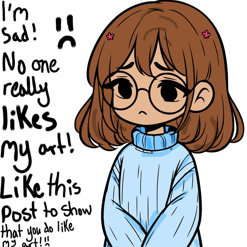 sad girl with glasses in a sweater