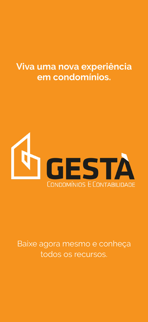 Gesta Administradora - Startbildschirm der Gesta Administradora-App mit Firmenlogo auf orangefarbenem Hintergrund