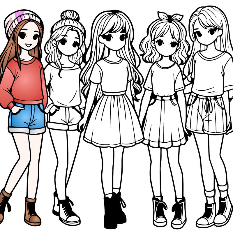 a group of five girls
