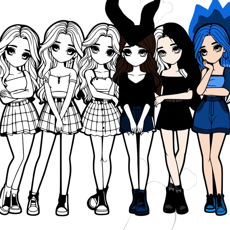 a group of girls realistic