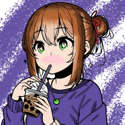 manga character drinking boba