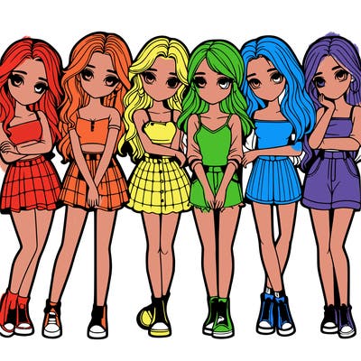 a group of girls realistic