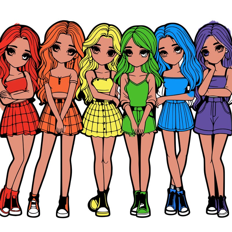 a group of girls realistic