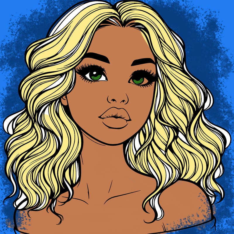 realistic girl with wavy hair and lips