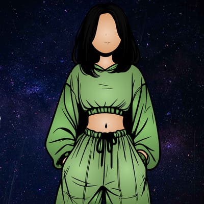 realistic girl faceless with baggy pants and a crop top
