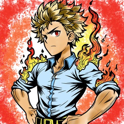 realistic manga man of fire