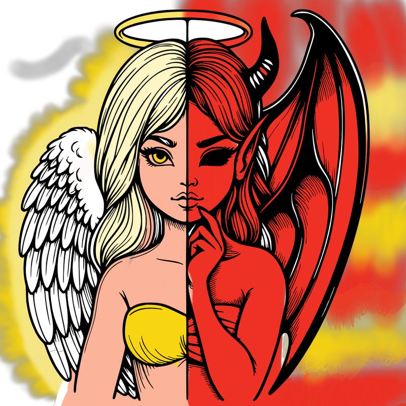 realistic angel half demon