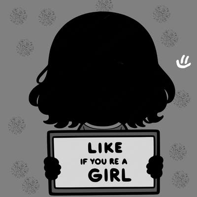 a cute girl holding a sign that says like if you’re a girl