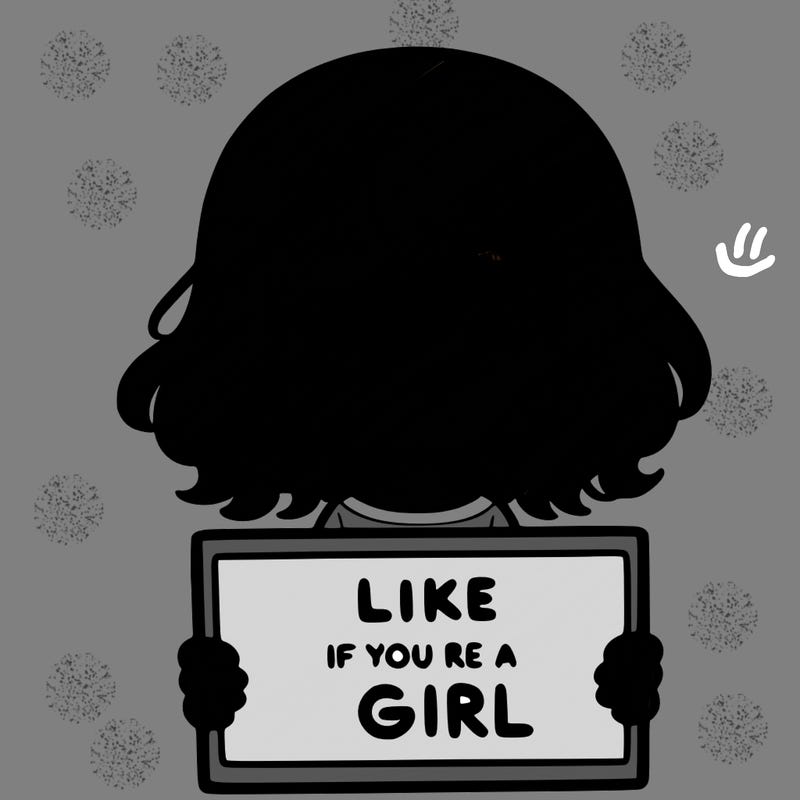 a cute girl holding a sign that says like if you’re a girl