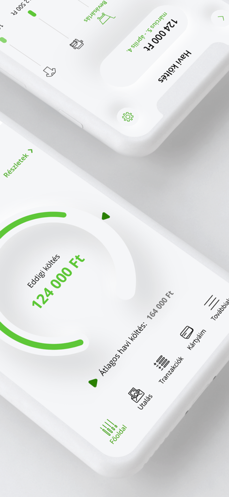 OTP Bank HU - OTP Bank HU 모바일 앱 지출 추적기, 헝가리 포린트 기준 월별 지출 표시