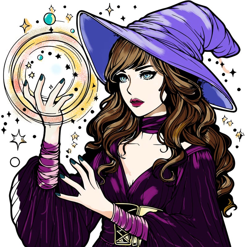 realistic women sorcerer using magic
