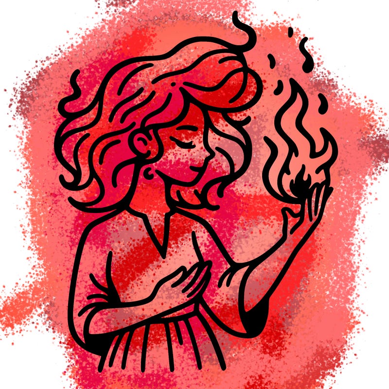 woman with fire